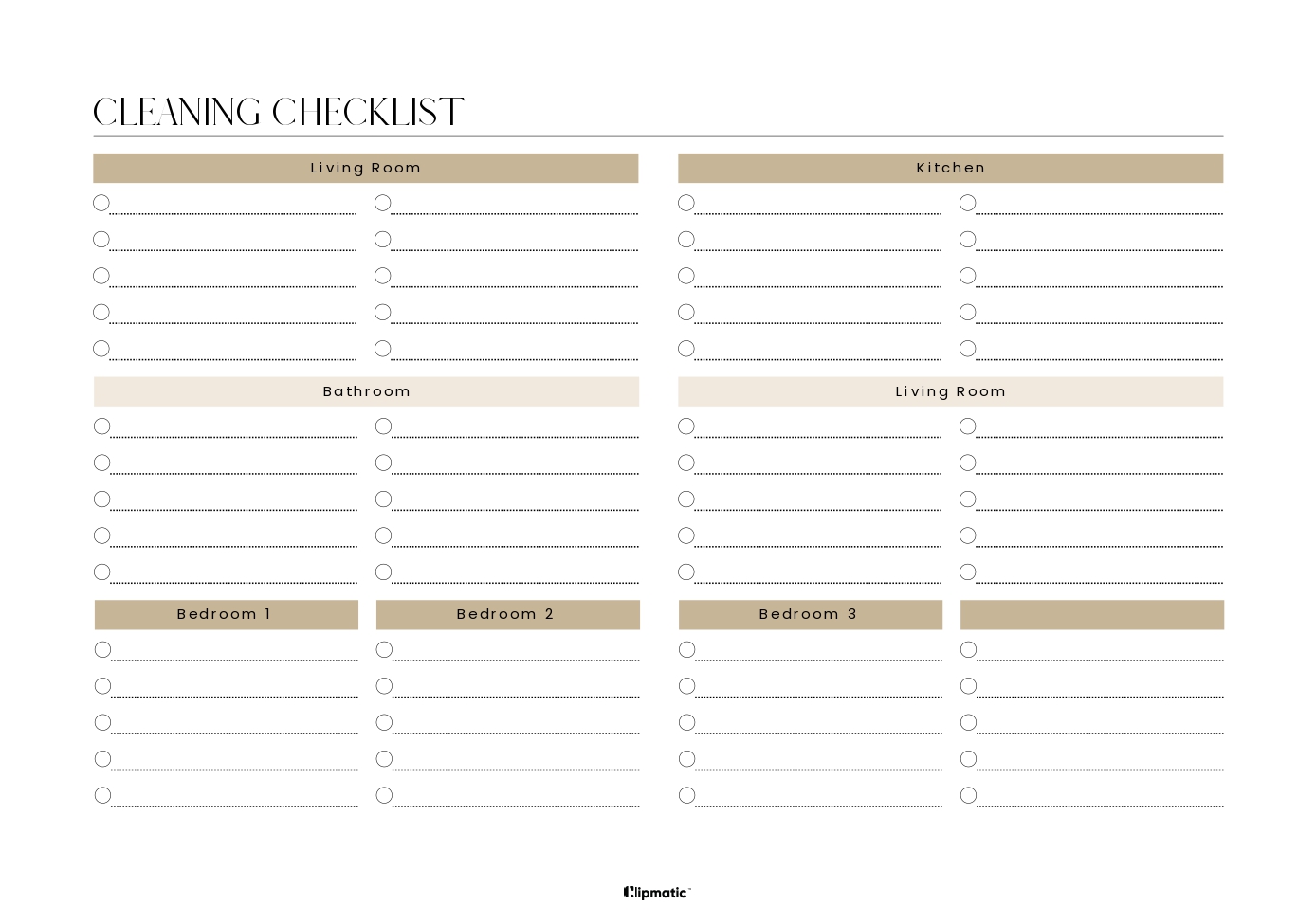 Cleaning Checklist Clipmatic Cleaning Checklist Clipmatic