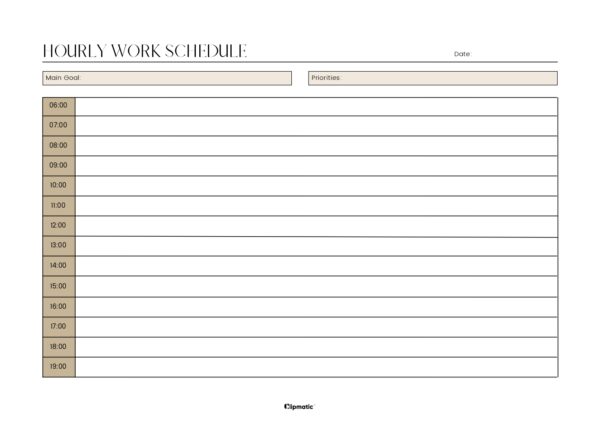 Hourly Work Schedule