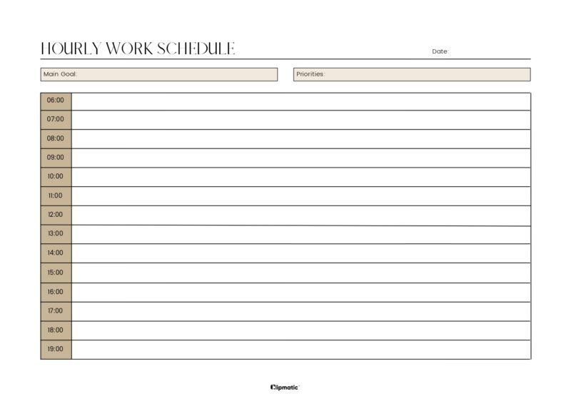 Hourly Work Schedule