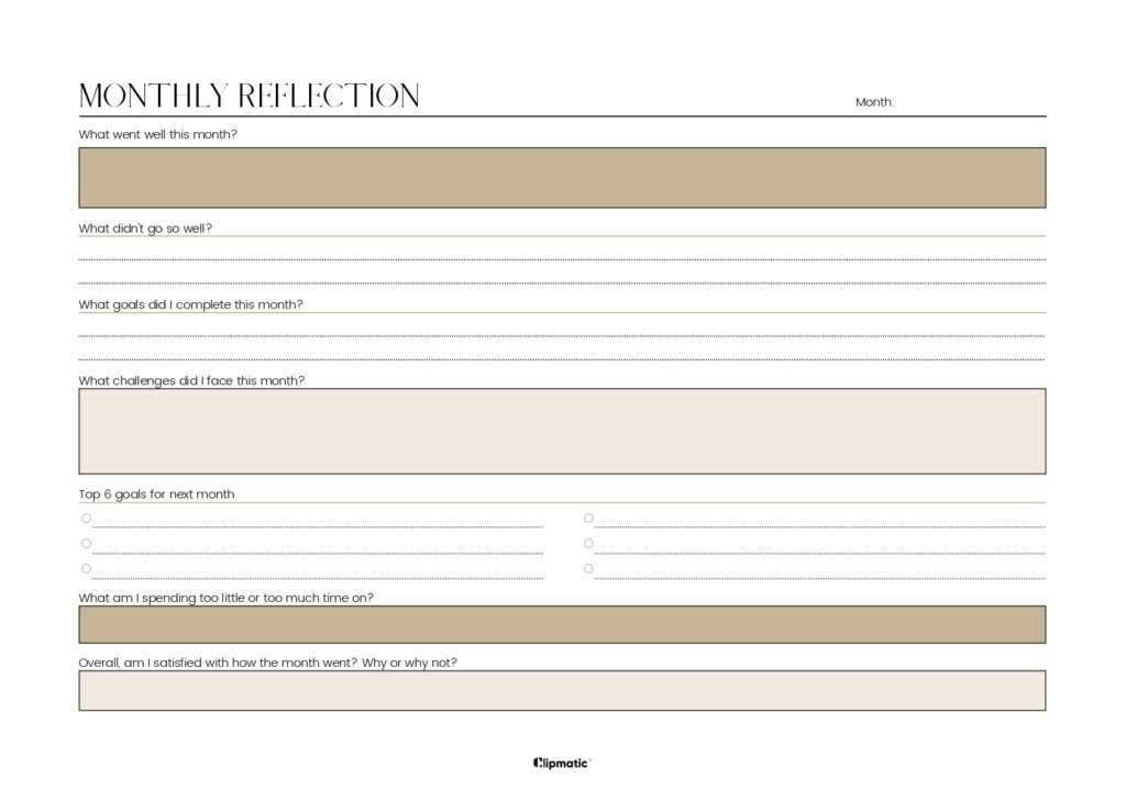 Monthly Reflection Clipmatic