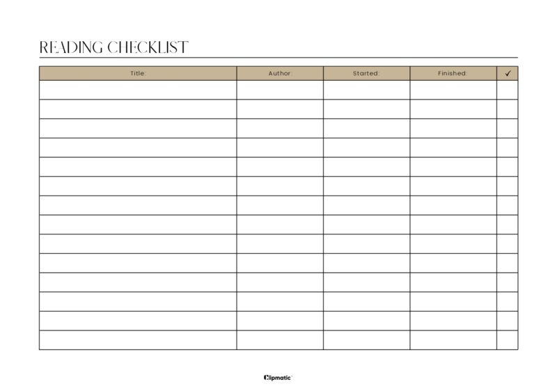 Reading Checklist