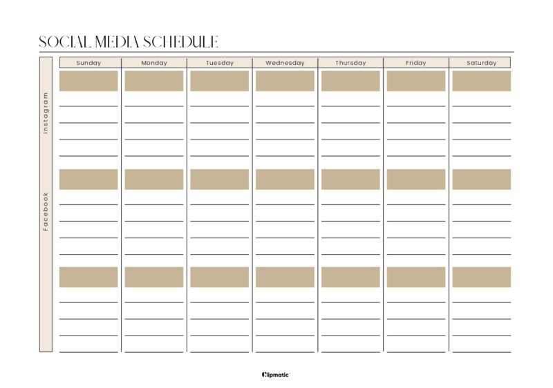Social Media Schedule