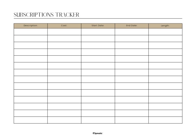 Subscriptions Tracker