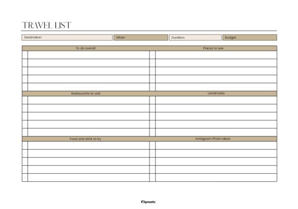 Travel List