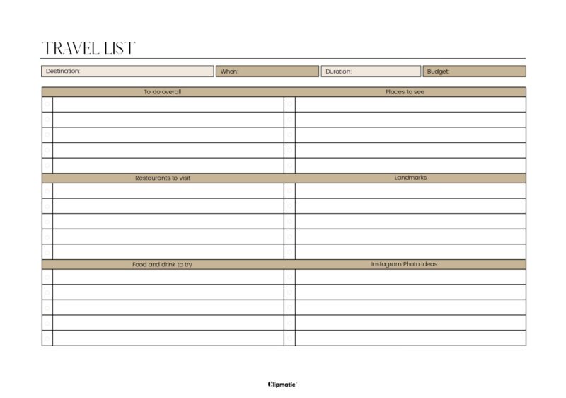 Travel List