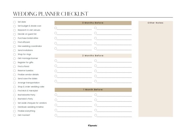 Wedding Planner Checklist