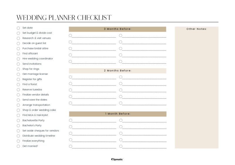 Wedding Planner Checklist